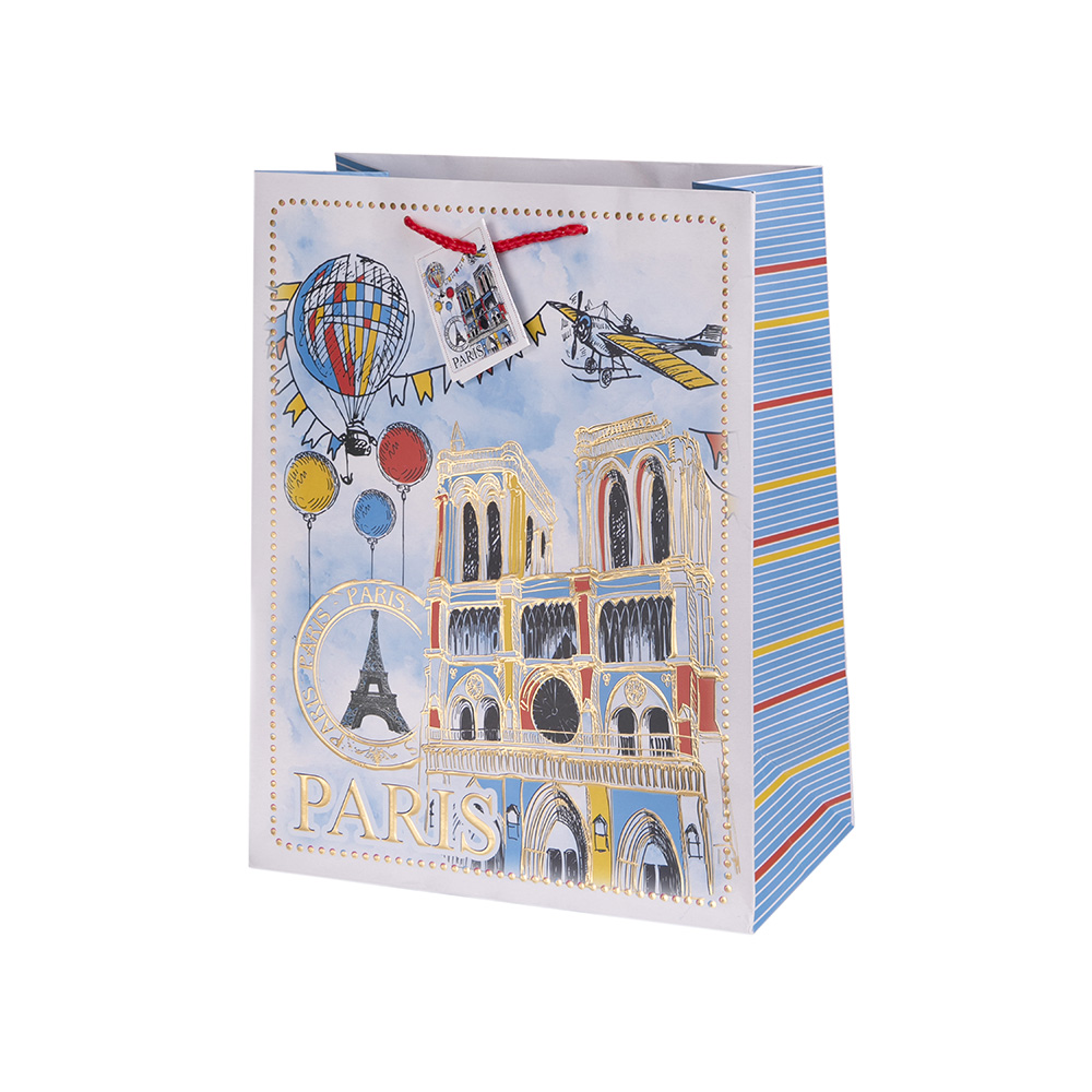 Бумажный пакет 26х32,4х12,7см Нотр-Дам с тиснением и конгрефом д/сувенирн.продукции (12/144)