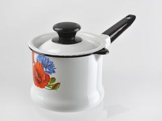 Ковш 1,0л с/кр Вишневый сад (белая) эмаль(1/8)