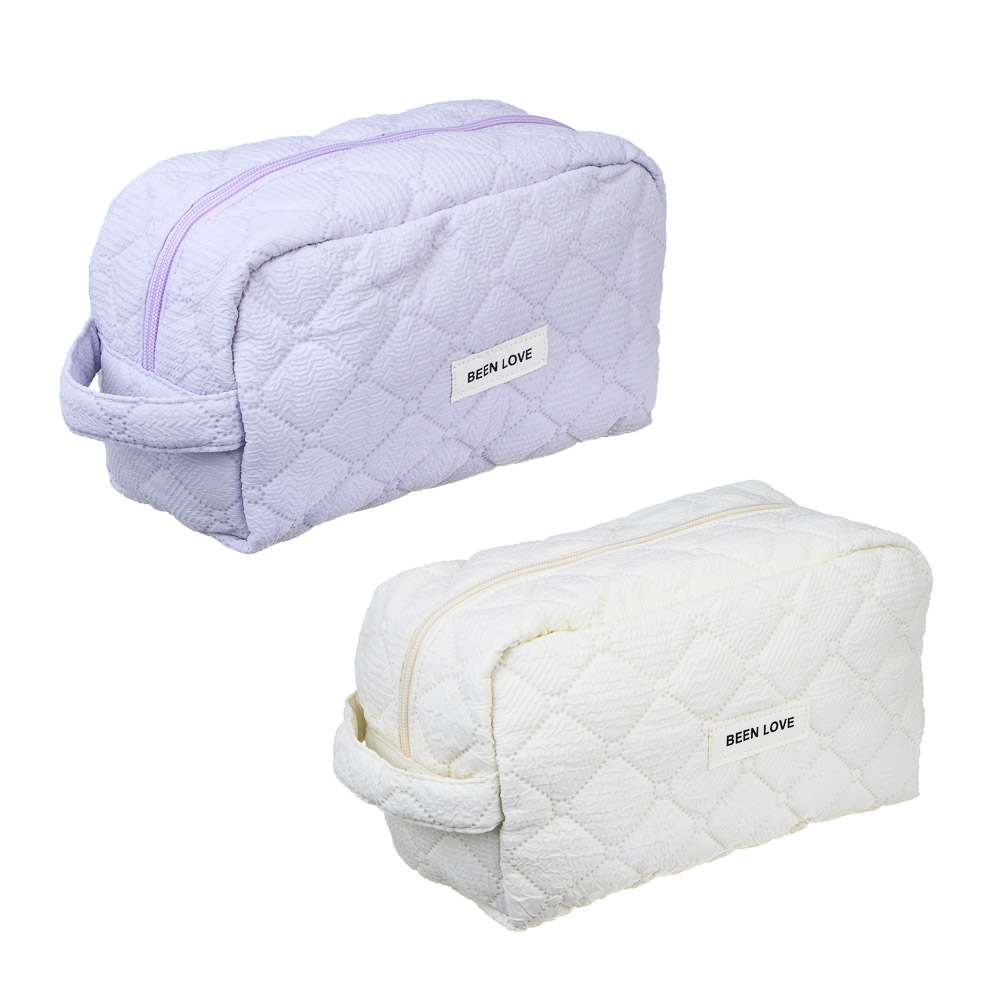 Косметичка стеганая дутая с боковой ручкой Килт, 100% ПЭ, 24х13х10см, 2 цв ЮL(4/4) 