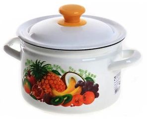 Кастрюля  3,0л с/дек Восточные дары (белая) эмаль(4)