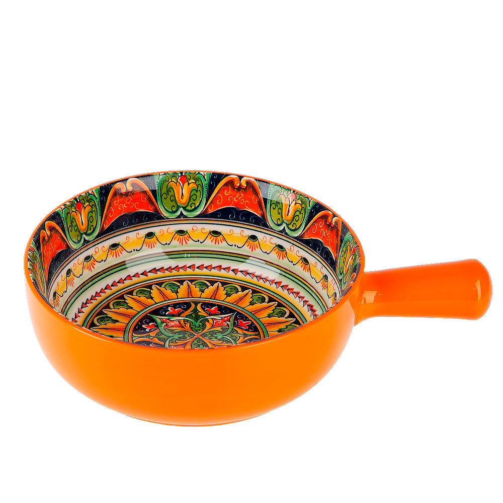 "Arabesque" Кокотница с ручкой (оранжевый) 22х16см (транспортная уп.)фрф.(1/36)