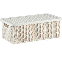 Коробка ВЯЗАНИЕ 6л с крышкой Белый ротанг пласт.(1/6)