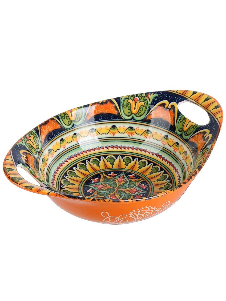 "Arabesque" Салатник овальный с ручками (оранжевый) 22х15,5см (min8) (трансп. уп.)фрф.(8/48)