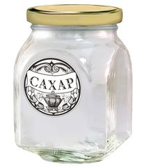 Банка д/хранения 0.65л с мет.кр САХАР стекло (6)