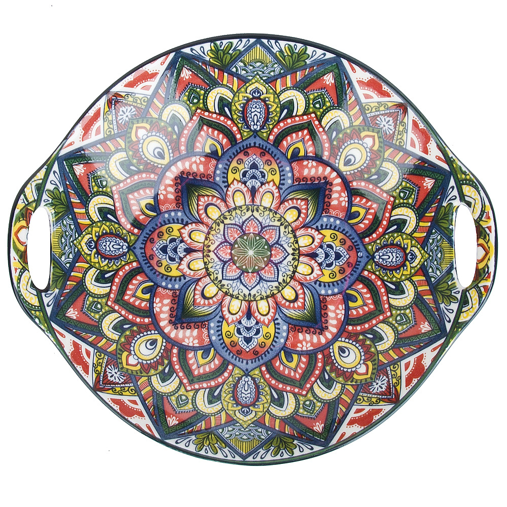 "Arabesque" Блюдо с ручками  (синий) 23,5х20х4,5см (min9) (транспортная упаковка)фарф.(9/36)