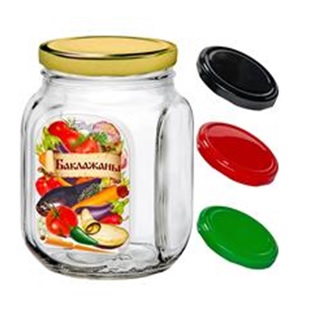 Банка д/хранения стекл. 0,65л с мет.кр., Баклажаны (6)