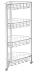 Полка угловая ЕВРО (4 секции) на колесах Белый пласт.(1/6)