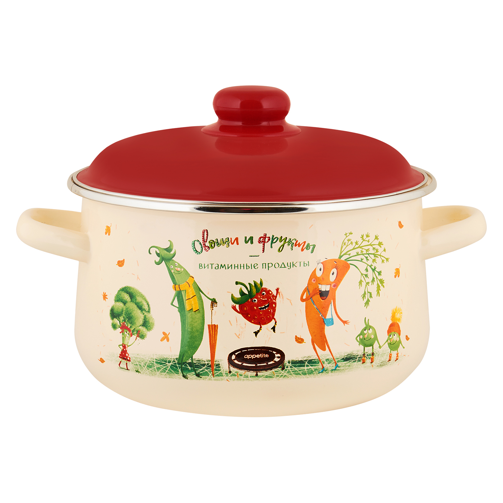 Кастрюля 4,0л Appetite Веселые овощи конич эмаль(1/4)