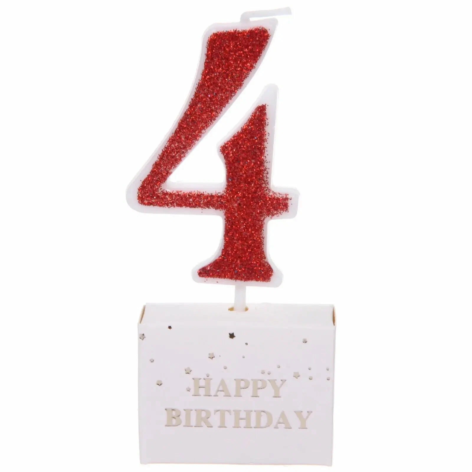 Свеча для торта Цифра Иллюзия "4" 9.5 см, красный (1/50)