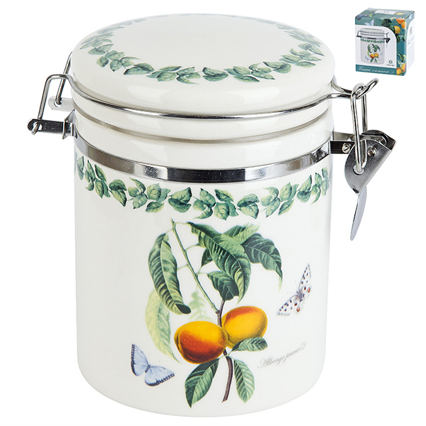 "Fruit Garden" Банка для сыпучих продуктов (клипс) 15х10х14см v=630мл (под.упаковка)керам.(1/24)