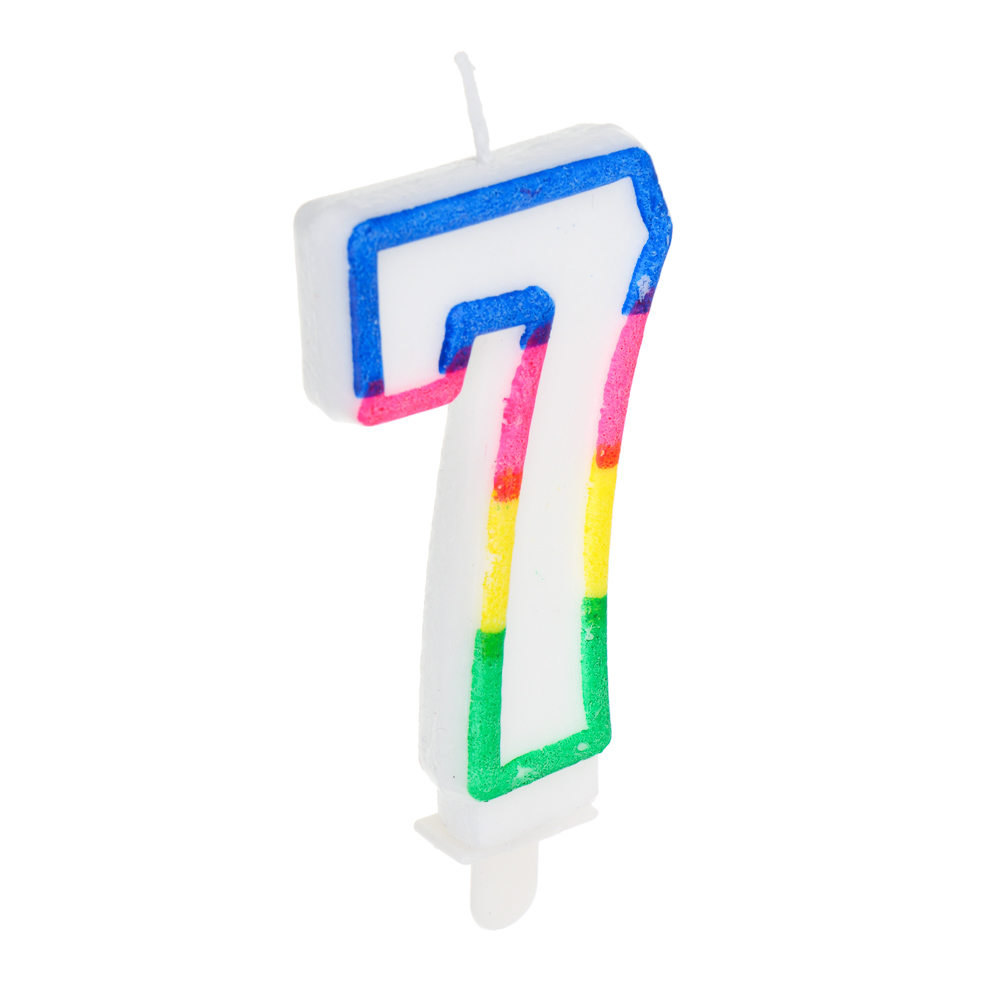 Свеча д/торта в форме цифры, с подставкой (7), парафин, PP Капитан Весельчак (24/24)