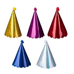 Набор праздничных колпаков 20см, 6шт, бумага, полиэстер, 5 цветов FNtastic (10/80)