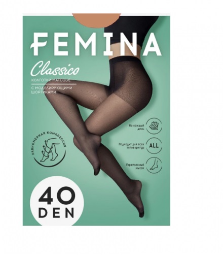 Колготки 40 ден 2 camello с шортиками FEMINA NEW CLASSICO - 6/42