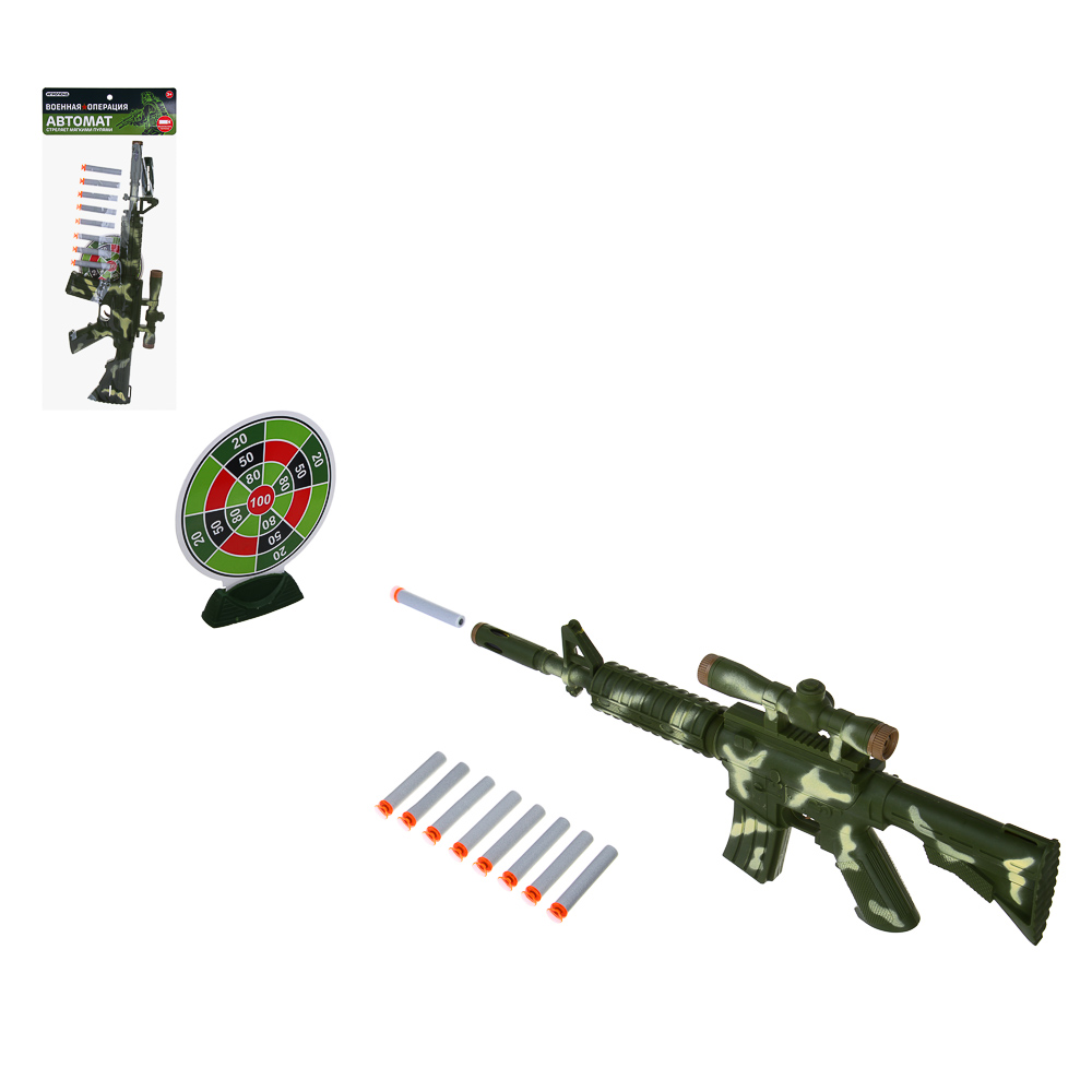 Автомат, стреляет мягкими пулями, PP, EVA, картон, 19х49см, 2диз ИГРОЛЕНД (1/96)