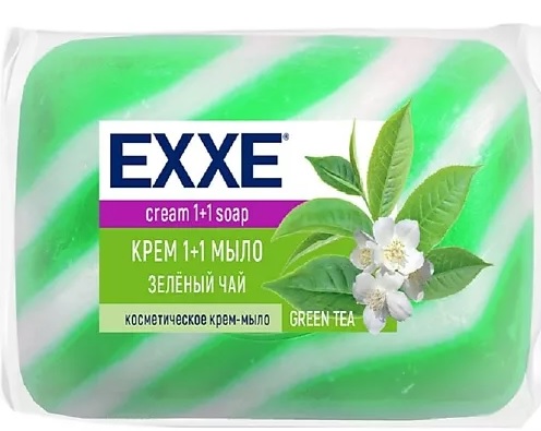EXXE Туалетное крем-мыло "Зеленый чай/Оливковое масло" зеленое 80гр (1/36)