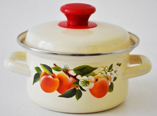 Кастрюля  1,0л с/дек (слоновая) эмаль(12)