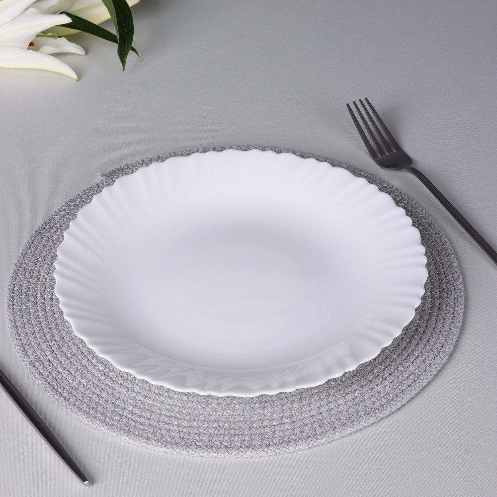 Тарелка 24см подстановочная, опаловое стекло, MILLIMI Бьянко Плюс (6/36)