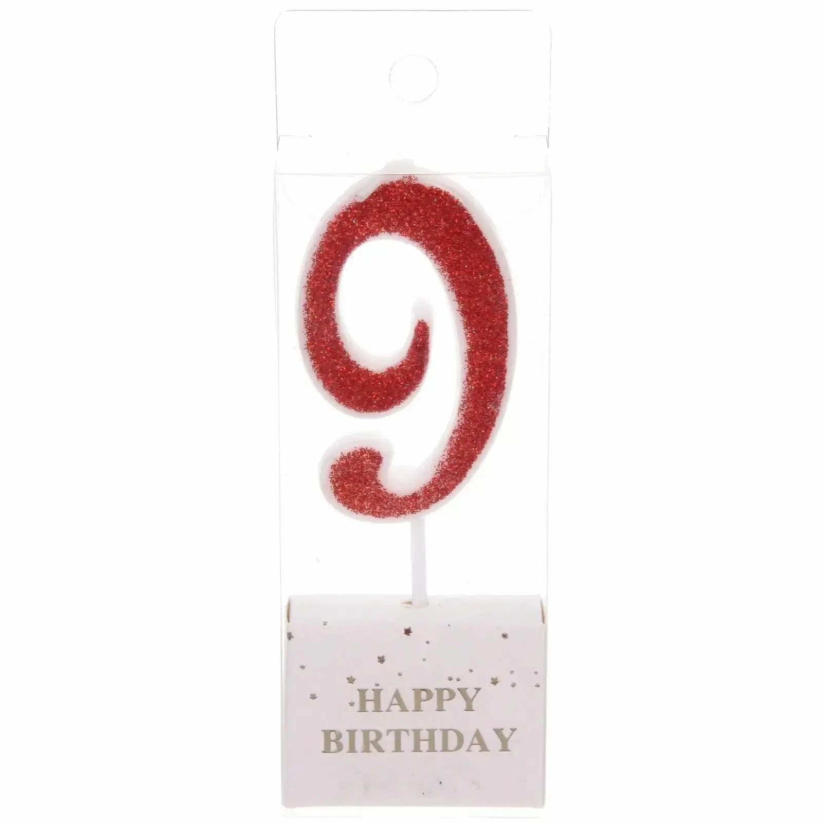 Свеча для торта Цифра Иллюзия "9" 9.5 см, красный (1/50)