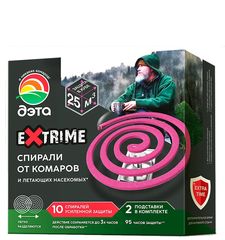 Средство инсектицидное Спираль от комаров — эффект ДЭТА EXTRIME 10шт 2подставки (1/30)