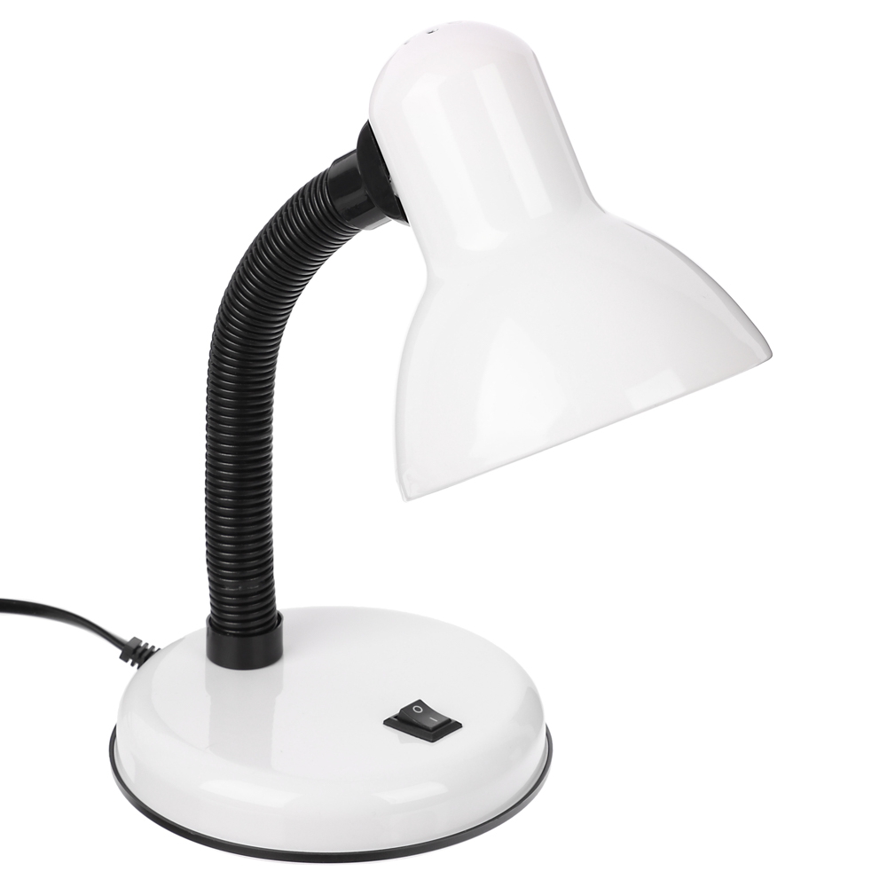 Лампа настольная, Е27, 28см, 40Вт, 220В, с выключ., шнур 75 см, белый FORZA (1/24)