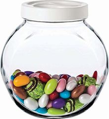 Банка Bella 2,14л (боковая) белая пл/кр стекло(6)