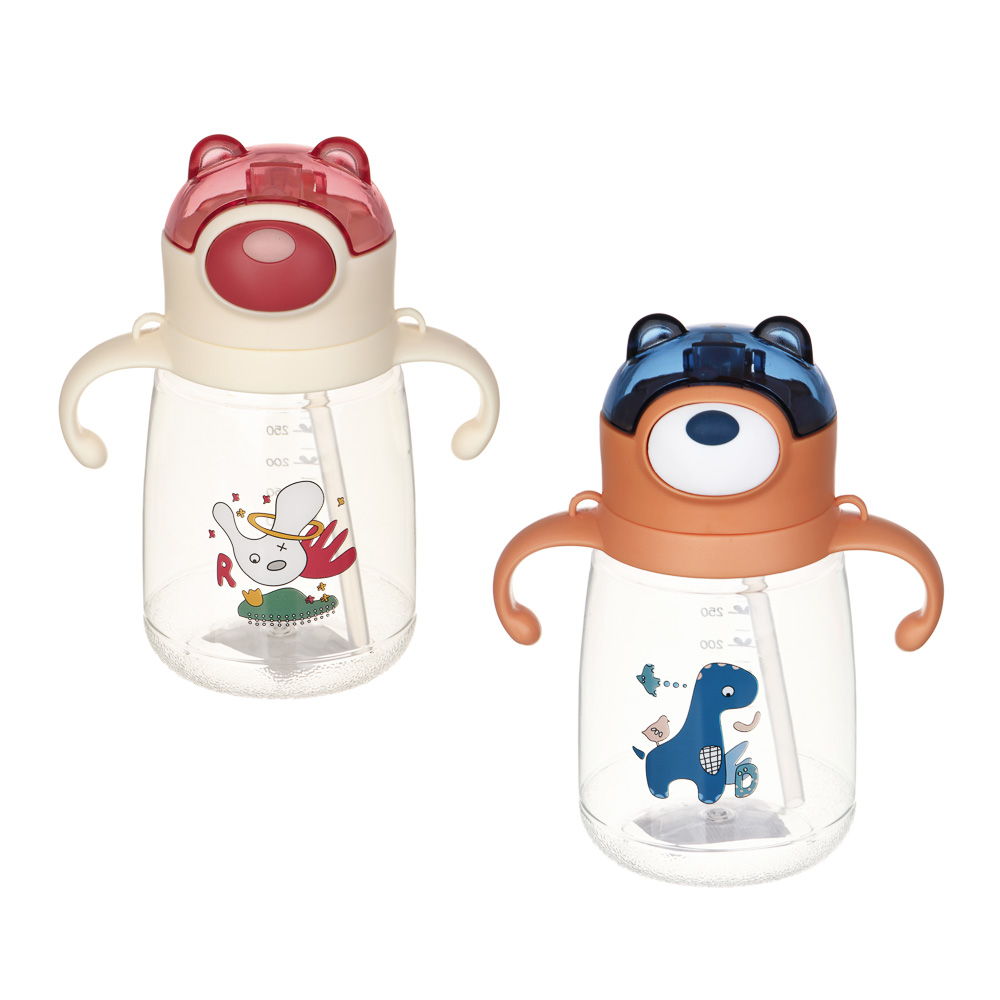Бутылочка детская с ручками "Зверята", 450 мл, пластик (1/70)