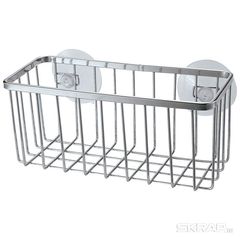 Корзинка для ванной комнаты19*8,5*8,5см(хром,пласт)(2присоски) (1/24)
