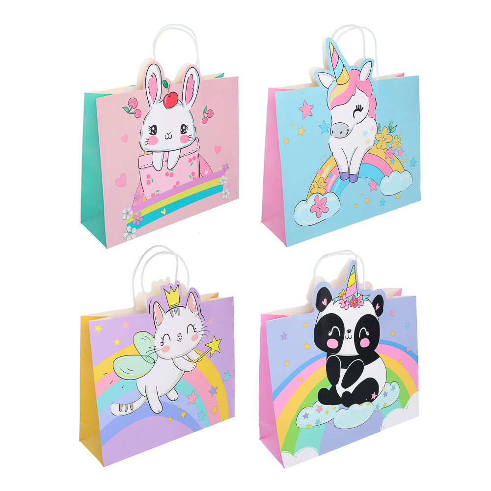 Пакет подарочный, тм Fntastic, фигурный, 32x26x10см, бумага, 4 диз (12/300)