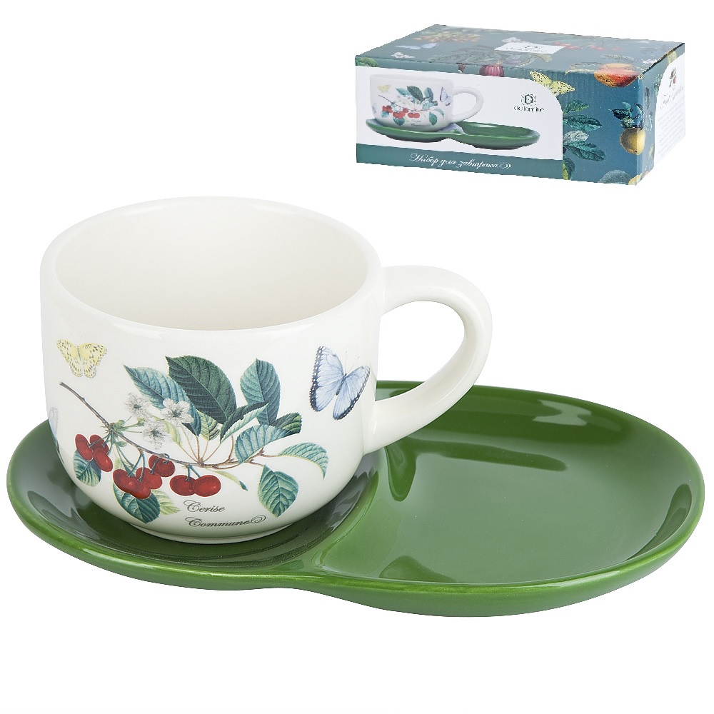 "Fruit Garden" Набор для завтрака: чашка и блюдце 23х15х10,5см v=500мл (под.упаковка)керам.(1/24)