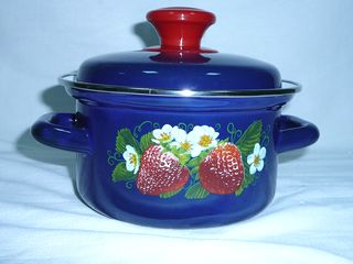 Кастрюля  1,0л с/дек (синяя) эмаль.(12)