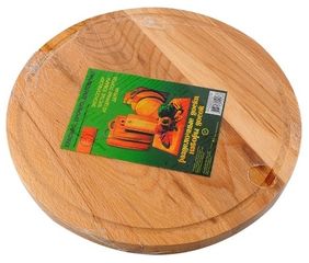 Доска разделочная круглая d=25см кругл, сточ/желобком (бук) (1/10)