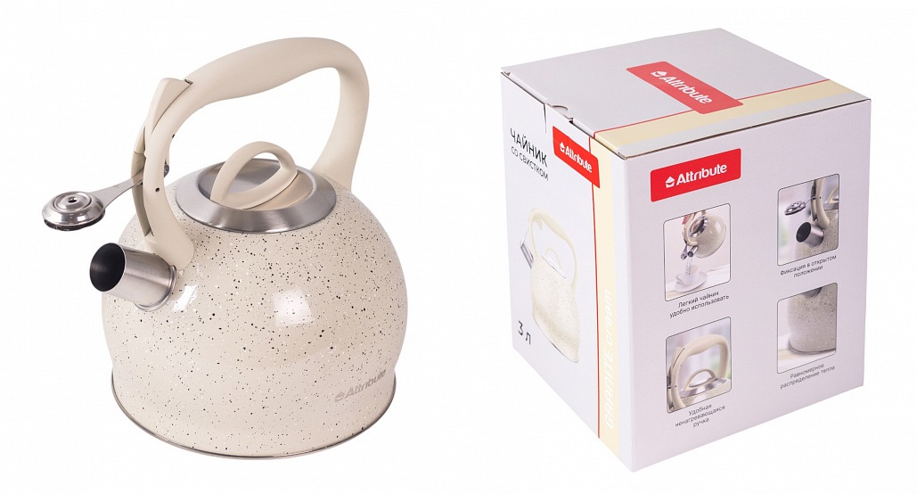 Чайник со свистком 3л GRANITE cream (нжс)(1/6)