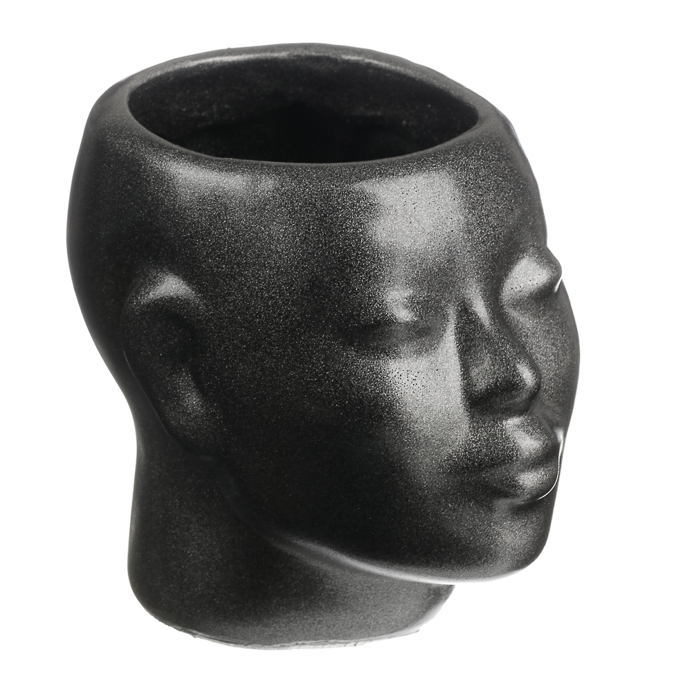 Кашпо цветочное Нефертити, 16x19см, гипс, мокрый асфальт (1)