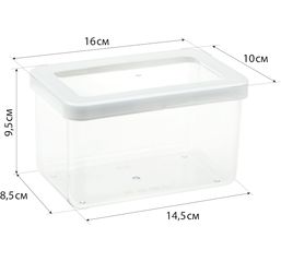 Емкость д/сыпуч.продуктов 1,1л СТЕП 16*10*9,5см Белый пласт.(1/12)