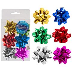 Бант "Рождественский" (6шт) разноцветный РЕТ(ПЭТ) (1/100)