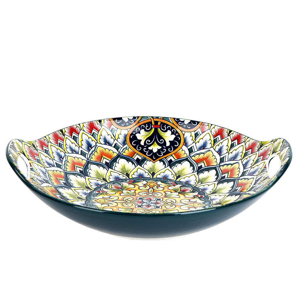 "Arabesque" Блюдо с ручками 22,5*20,5*4,5см (зеленый) фарф.(9/36)