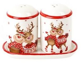 "Рождественские олени" Набор для специй 2пр на подставке (керам) п/у (1/72)
