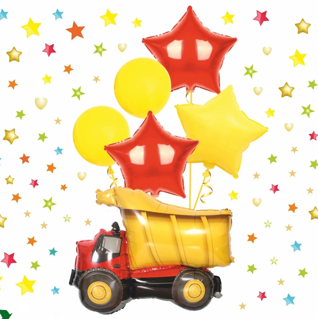 Воздушные шары  6 шт, "Весёлый грузовичок" (Грузовичок-77см ,45см,12"/24см,)(10/10)