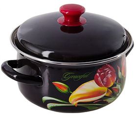 Кастрюля  3,0л сф. с/дек (коричн) эмаль(1/4)