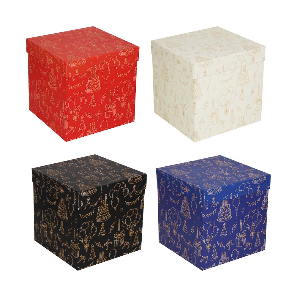 Коробка складная 22x22x22см, бумага, 4 диз (4/180)