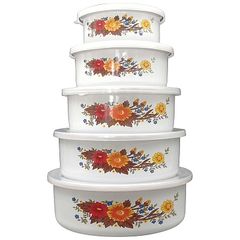 Набор мисок 5пр с/кр FAMILIA (195/340/600/850/1250мл) с дек (эмаль) (1/24)