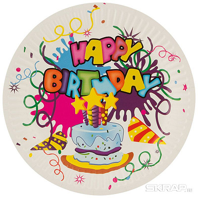 Набор бум тарелок 6шт 18см Волшебная страна "Happy Birthday" (12/12)