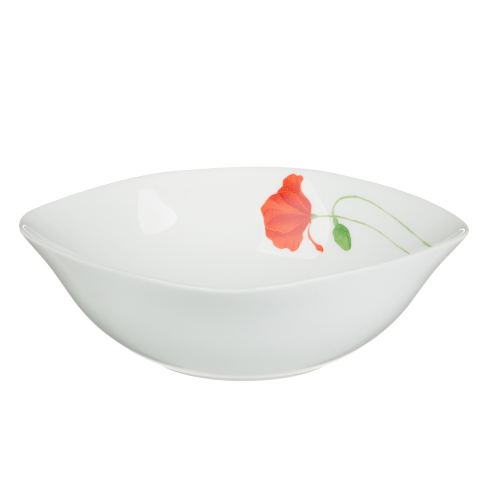 Салатник, опал.стекло,480мл,16.5х5.5см, квадр. форма MILLIMI Маки(6/72)