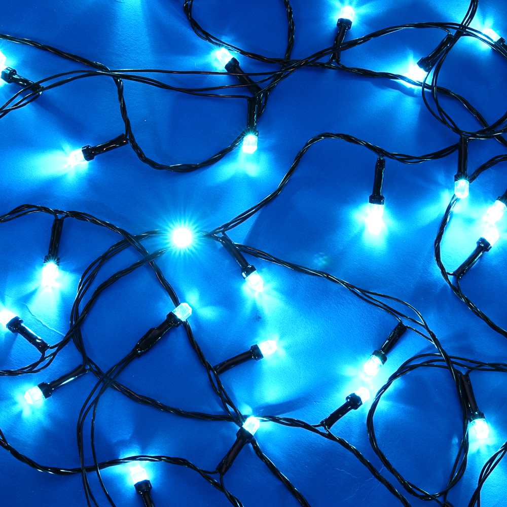 Гирлянда эл. вьюн 30м, 300LED, аква, 8 реж, ПВХ черный, 220В СНОУ БУМ (1/1)