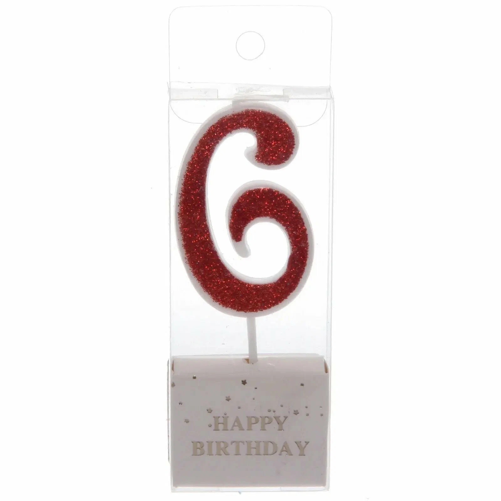 Свеча для торта Цифра Иллюзия "6" 9.5 см, красный (1/50)