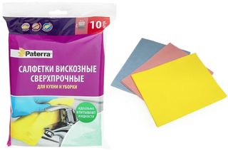 Салфетки вискозные 10шт "СВЕРХПРОЧНЫЕ" 30*38см "Paterra" (1/20)