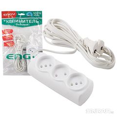 Удлинитель 3роз/5,0м, ENGY "Эконом" (ШВВП 2*0,75)ПВХ,медь (1/50)