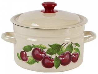 Кастрюля  5,0л цил. с/дек (слоновая) эмаль(4)