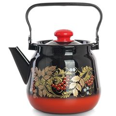 Чайник 3,5л (эмаль) с/рис Красно-Черный,металл. (4)
