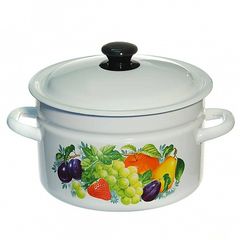 Кастрюля  5,0л цил. с/дек (белая) эмаль.(4)
